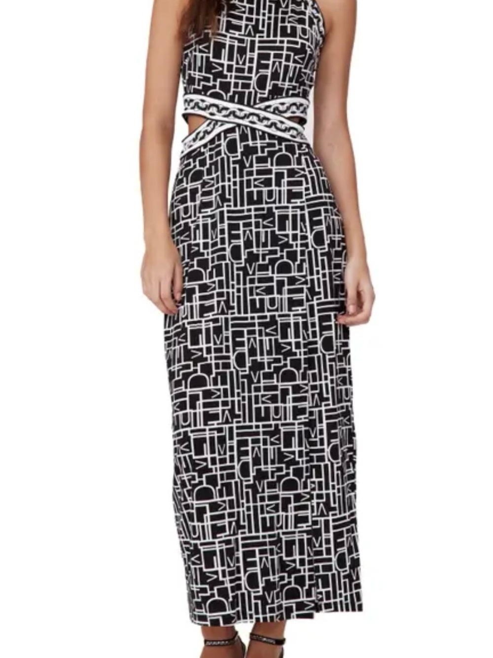 Diane Von Furstenberg Zues dress size 16 chain link black and white print $418